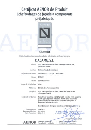 certificat-aenor-façadier-dino48